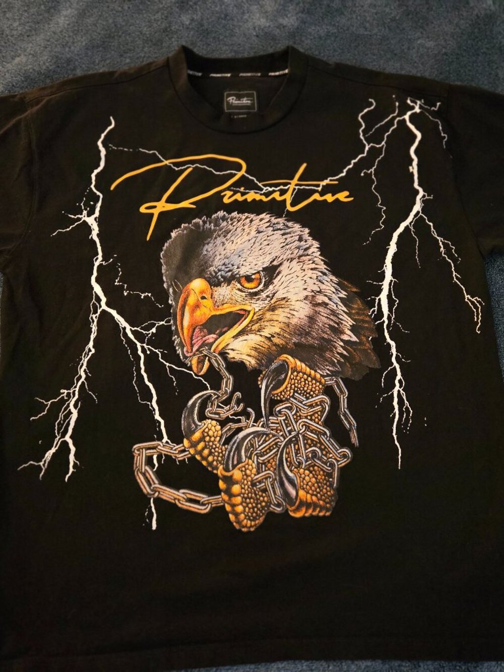 Primetime Skateboarding Lighting Eagle Men's XL Black Short Sleeve T-Shirt